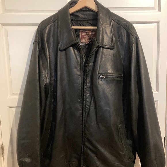 American Classics Colebrook Other - Mens Vintage Black Leather Jacket -- XXL